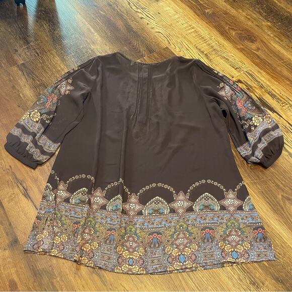 Soft Surroundings Sheer Brown Floral Bohemian Blouse Women's Size Medium - Picture 5 of 8
